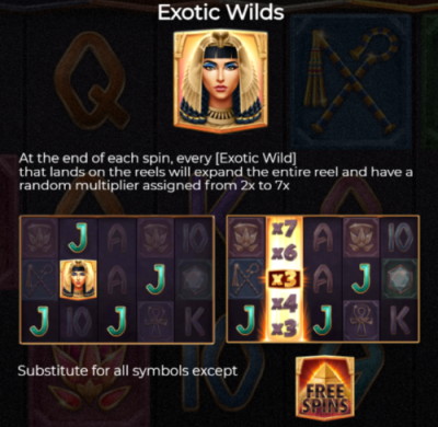 Queen of Egypt exotic wilds feature